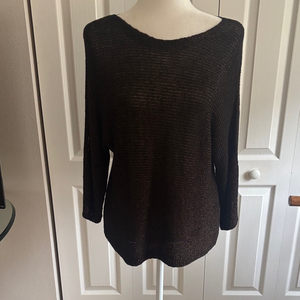 Eileen Fisher Dark Brown Crew Neck Sweater